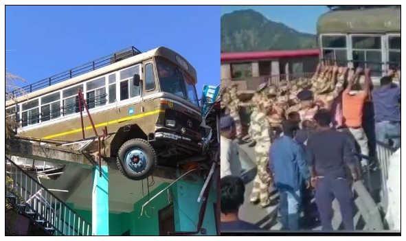 ITBP bus slides over Roof top