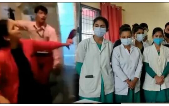 Hospital staff dancing during duty