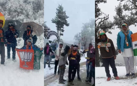 election campaign in snowfall uttarakhand