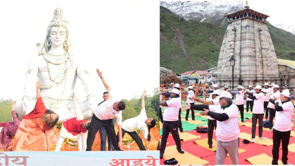 Yoga day performed from himalaya to kedar to ganga coast