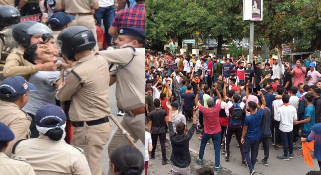 police lathi charged on youth protesting against agnipath scheme
