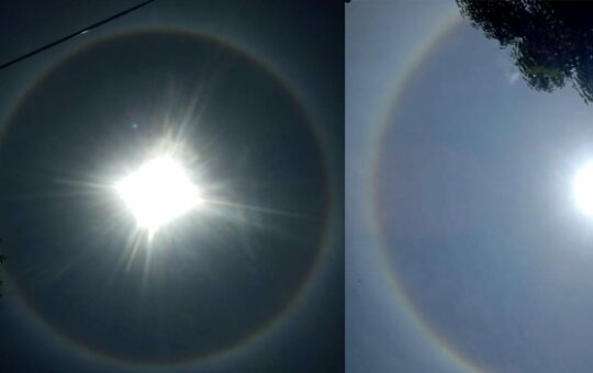 Sun halos effect seen in the sky