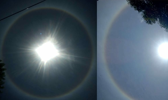 Sun halos effect seen in the sky