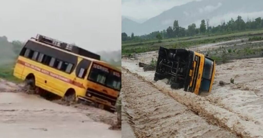 school bus swept away in nalla major mishap averted