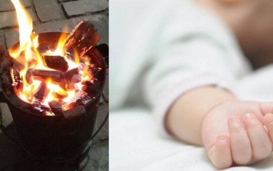 8 month unborn baby died due to suffocation of coal gas