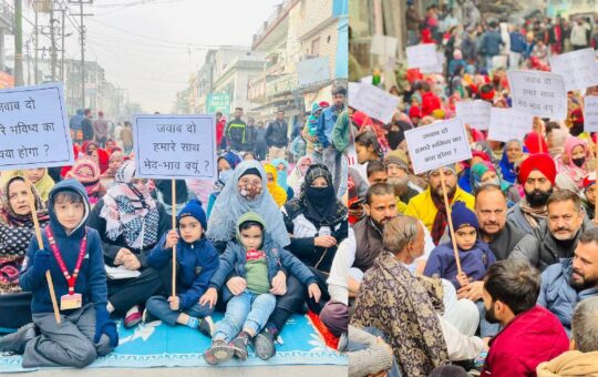 protest against large encrochment drive in haldwani