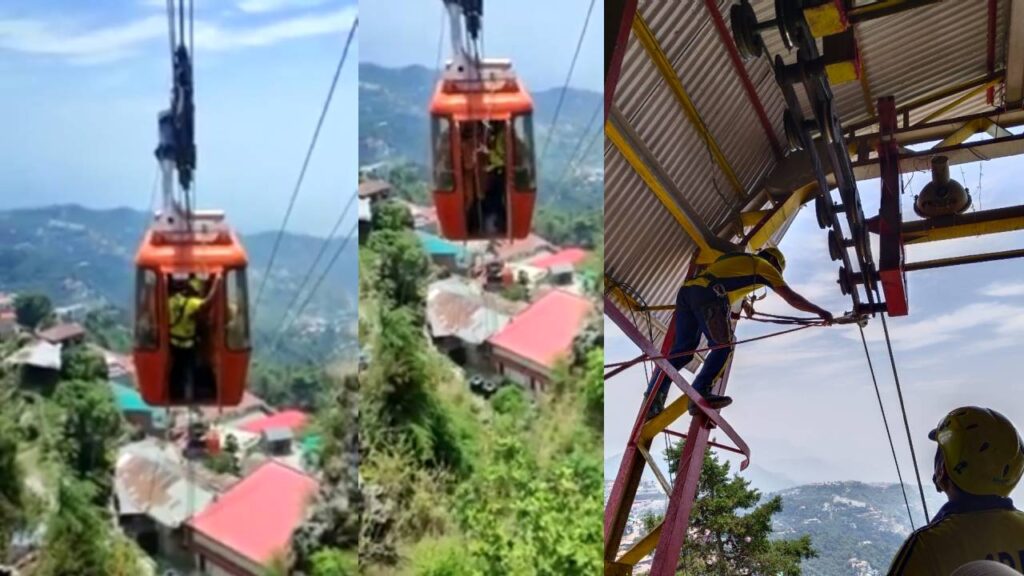 mock drill saving people stranded in ropeway