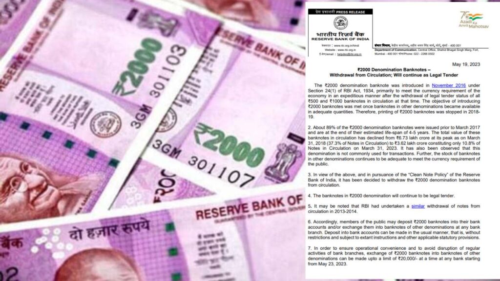 rs 2000 note to be de circulated, rbi decision