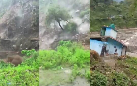 house collapsed, road swept away due to heavy rain landslide