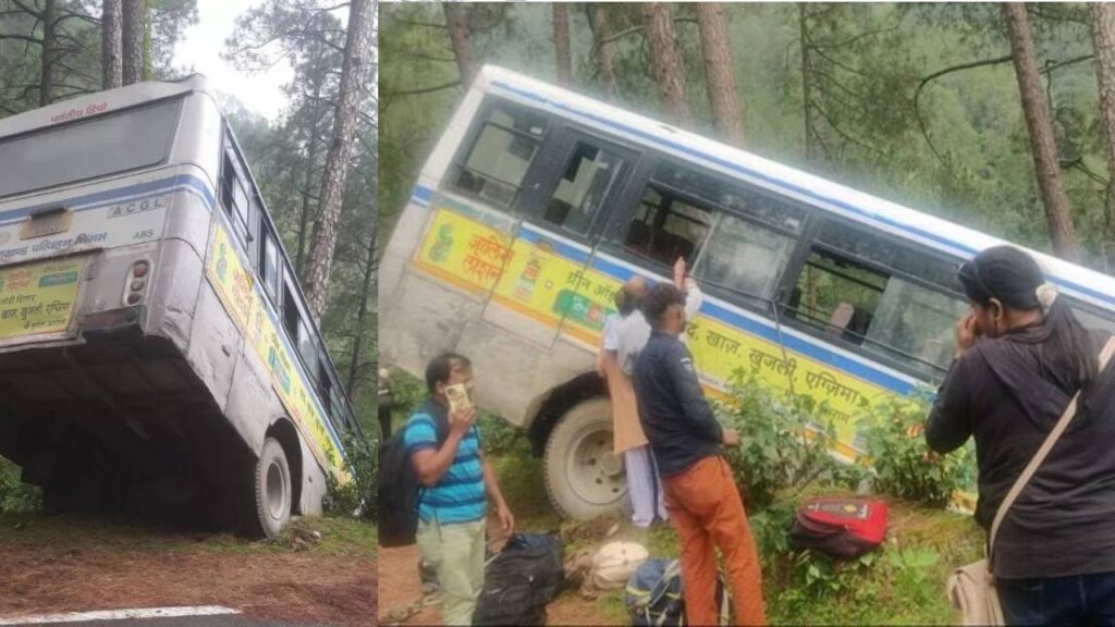 bus slips towards ditch narrow escapes in uttarkashi
