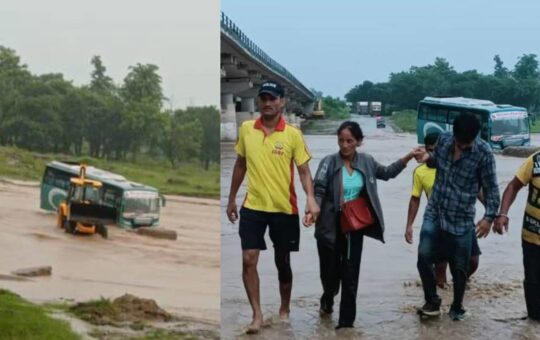 53 passengers rescued after bus stranded in kotawali river