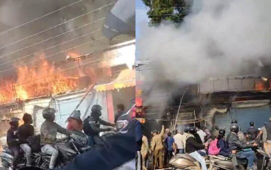 fire in 4 shops in dehradun