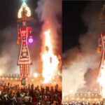 CM धामी ने परेड ग्राउंड में विजयादशमी पर्व पर की शिरकत, रिमोट दबाकर किया 181 फीट ऊंचे रावण के पुतले का दहन